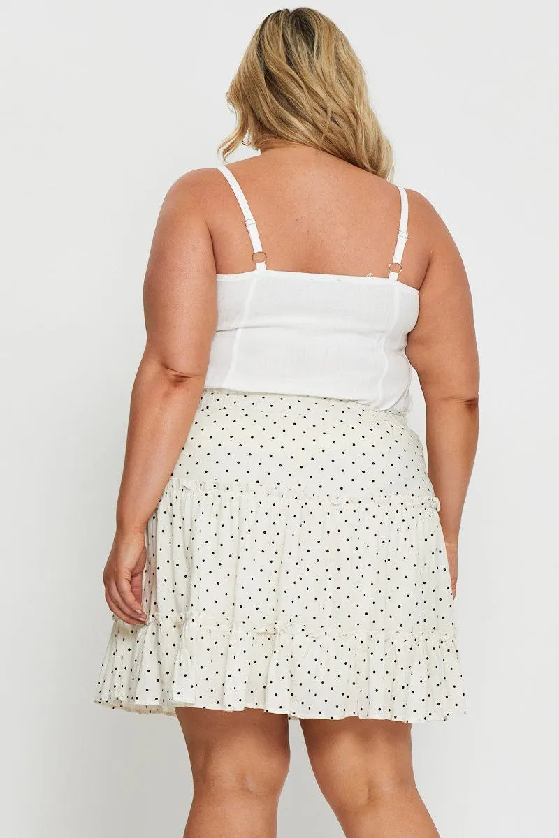Outfit Mood Global Inspiration Polka Dot Mini Skater Skirt Elastic Waist