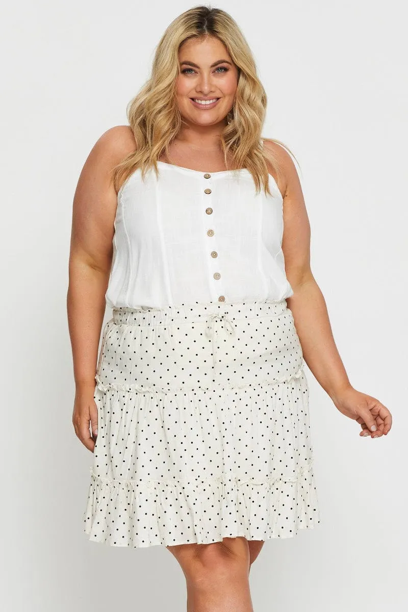Polka Dot Mini Skater Skirt Elastic Waist Holiday Travel