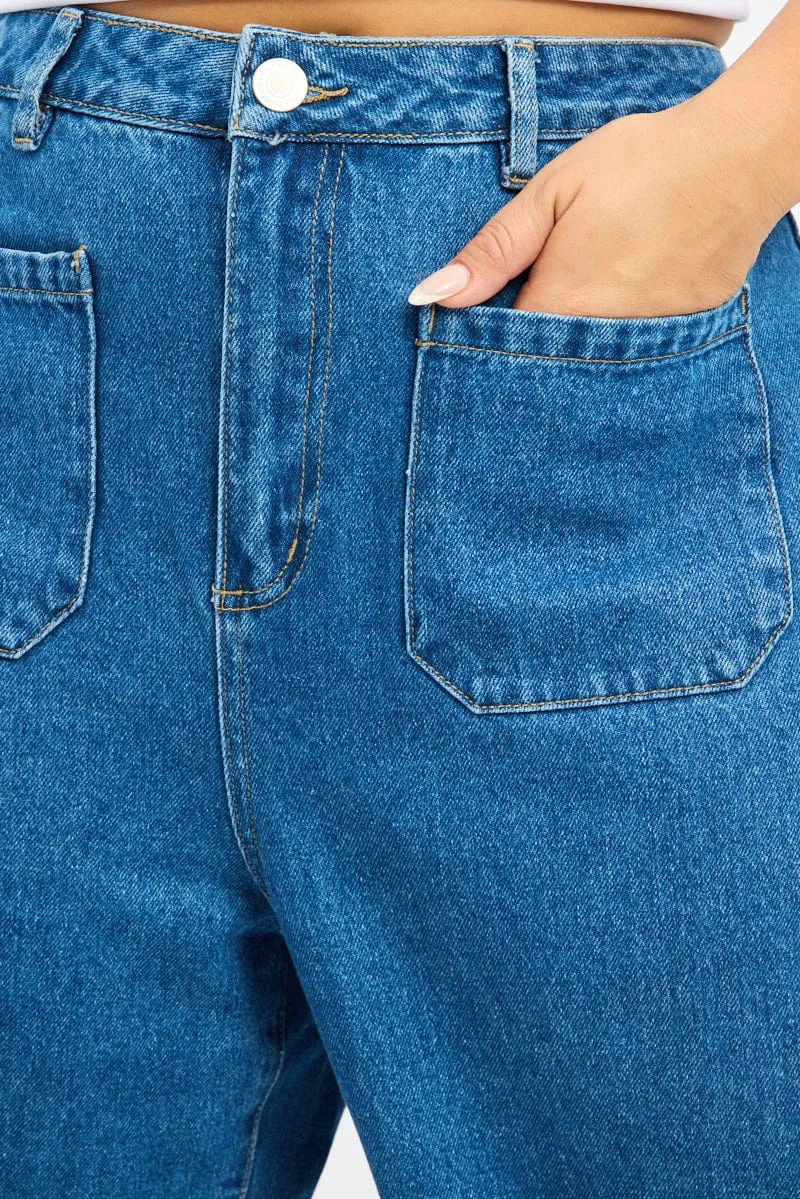 Denim Wide Leg Jeans High Rise Youth Style Road Trip Outdoor Enthusiast