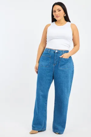 Minimal Fashion Chill Comfort Denim Wide Leg Jeans High Rise