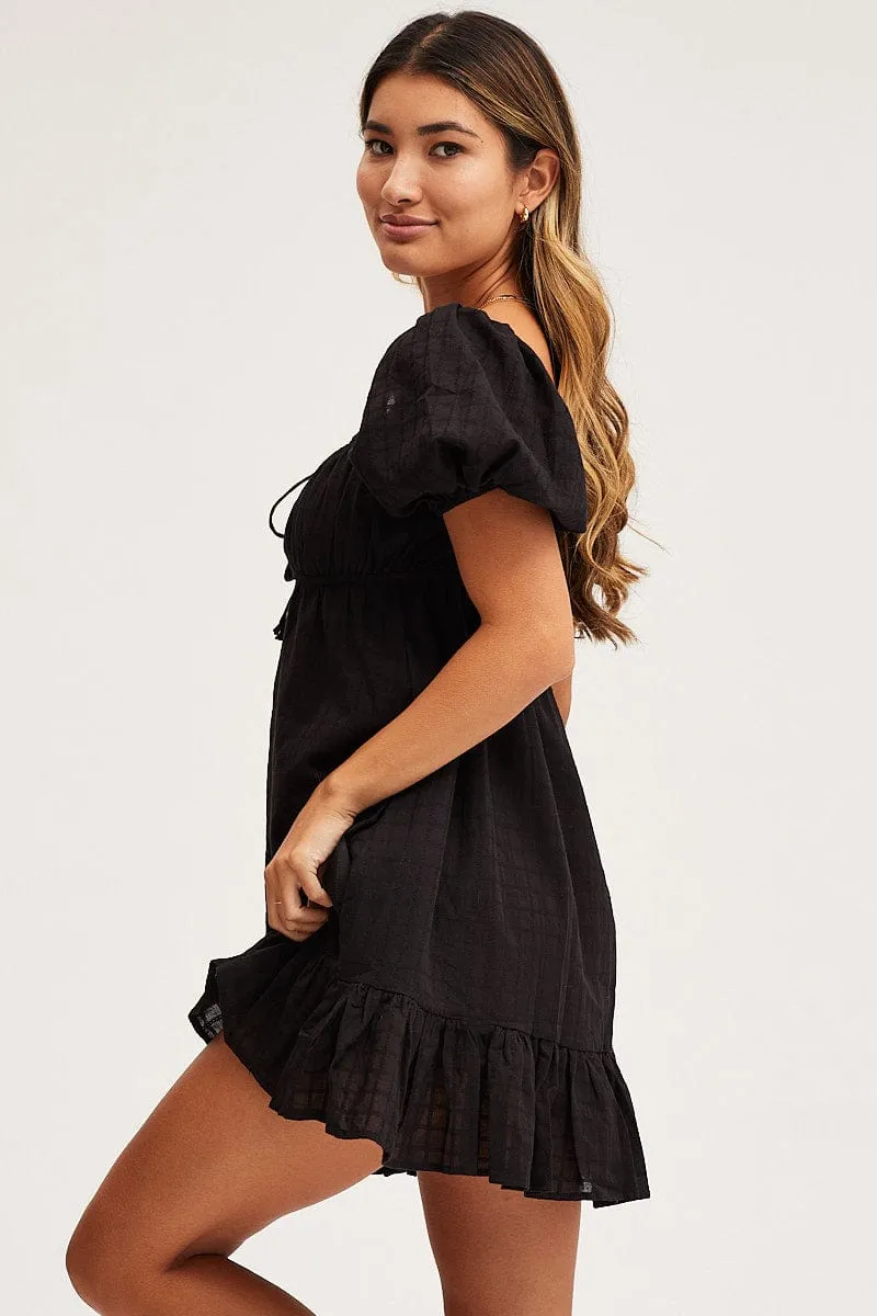 CompactPackability Black Skater Dress Short Sleeve Mini