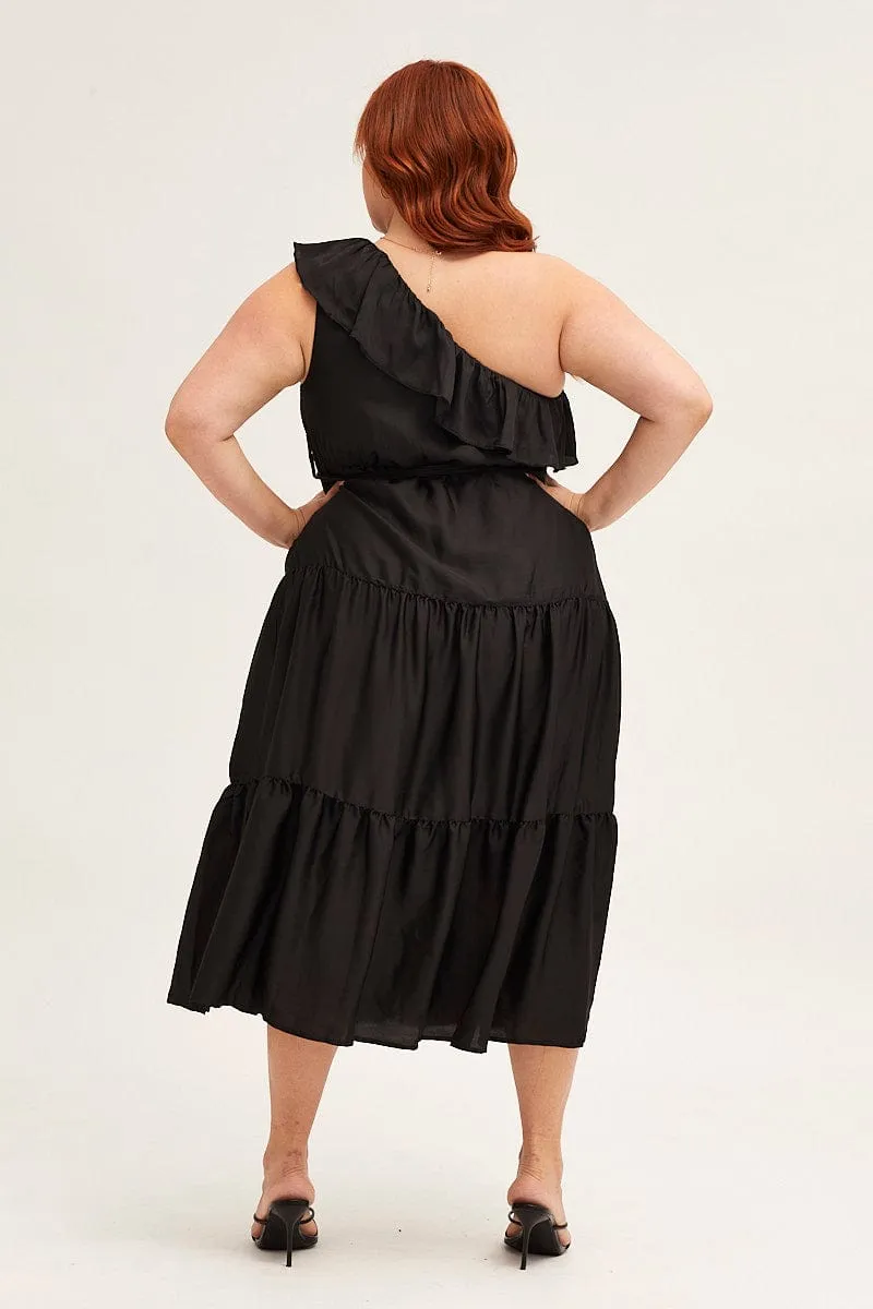 New Yorker Black Midi Dress One Frill Shoulder