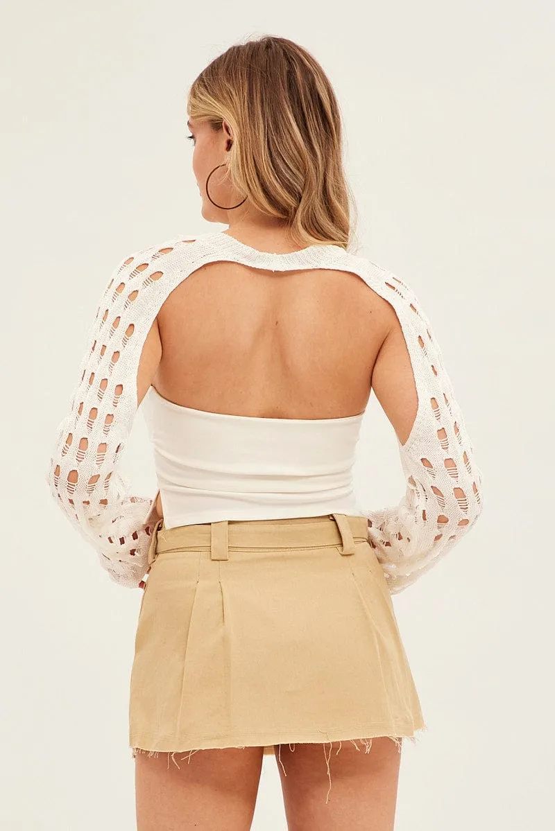 Water Repellent Beige Cargo Skirt Mini Low Rise