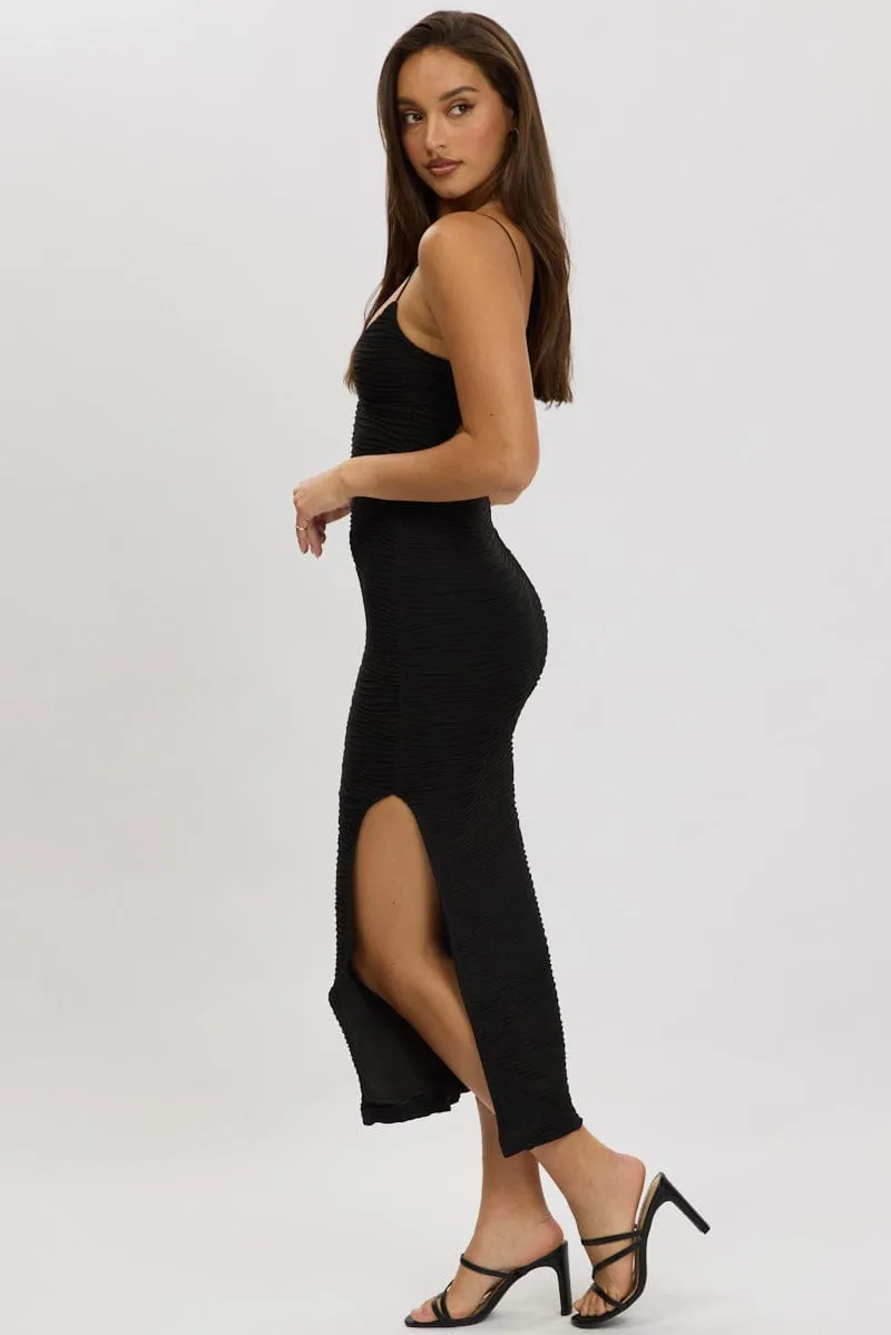 Black Bodycon Dress Sleeveless Midi Fall Mood
