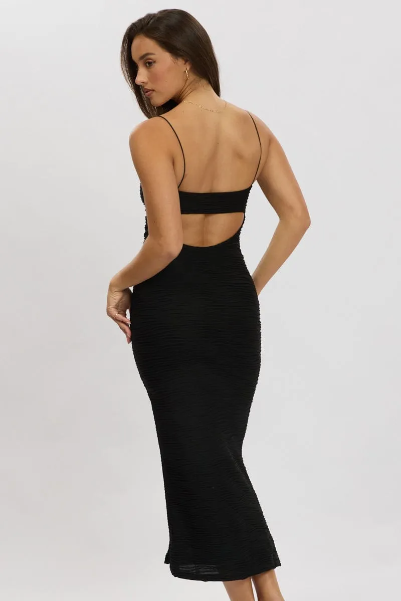 Black Bodycon Dress Sleeveless Midi Sun Beam