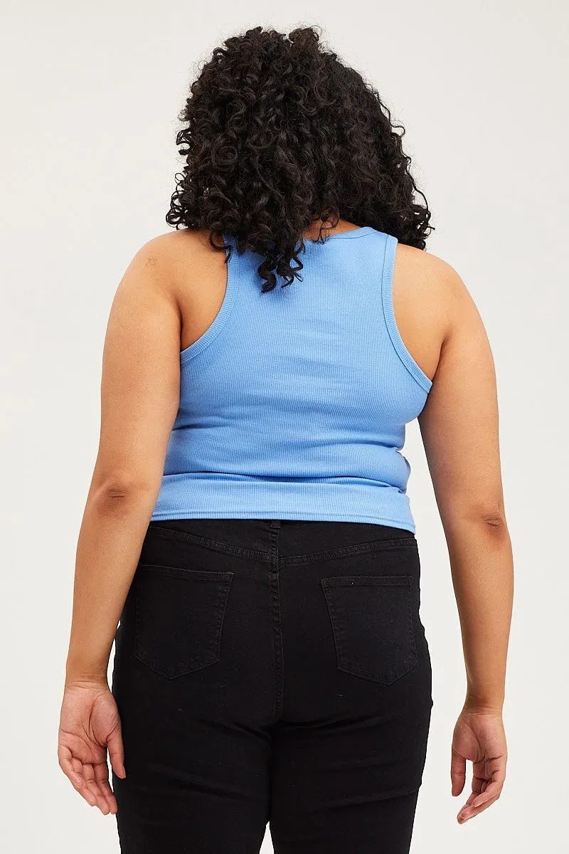 Blue Rib Tank Top Sporty Jacket