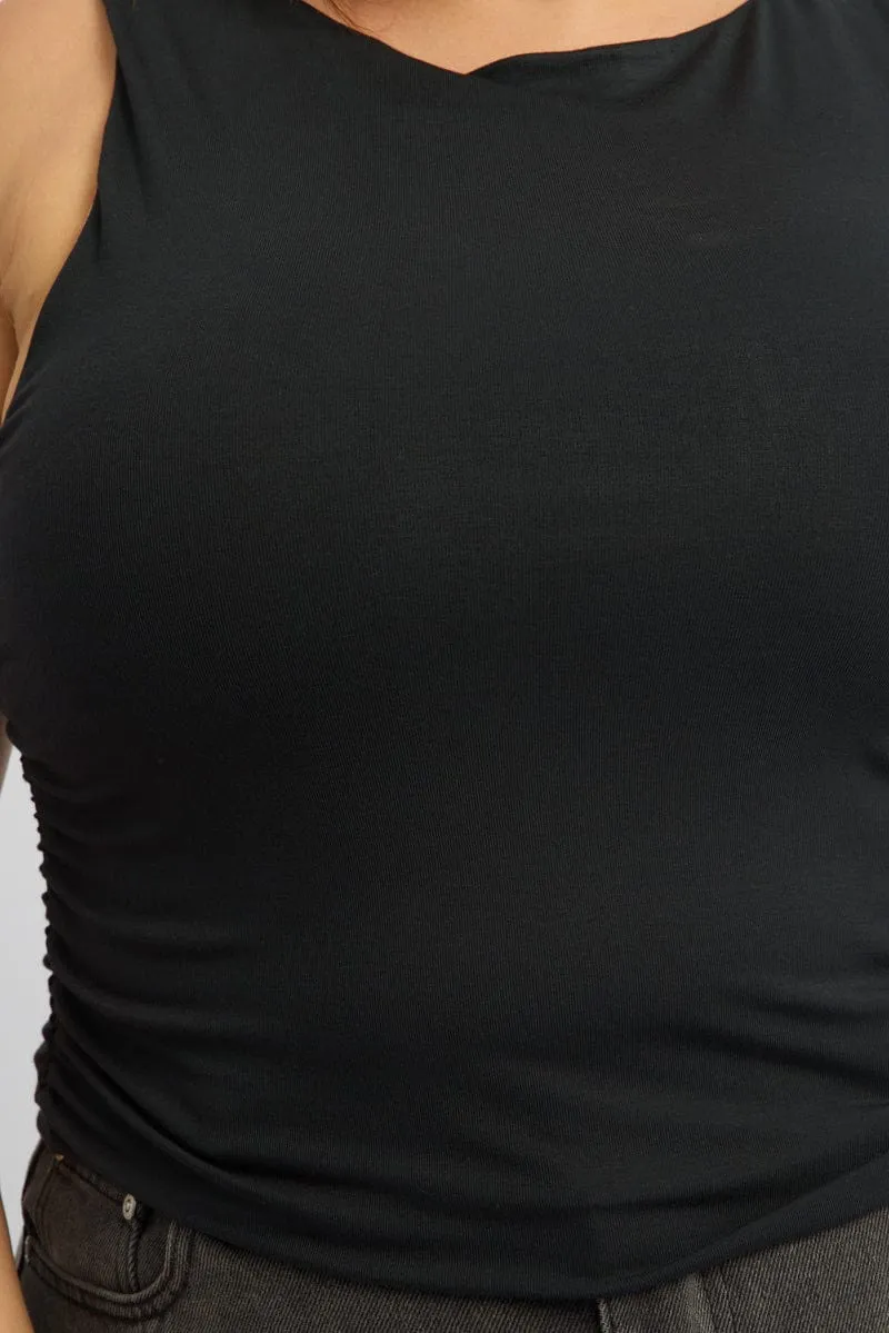 ComfortWaistband Black Tank Top Boat Cotton Span