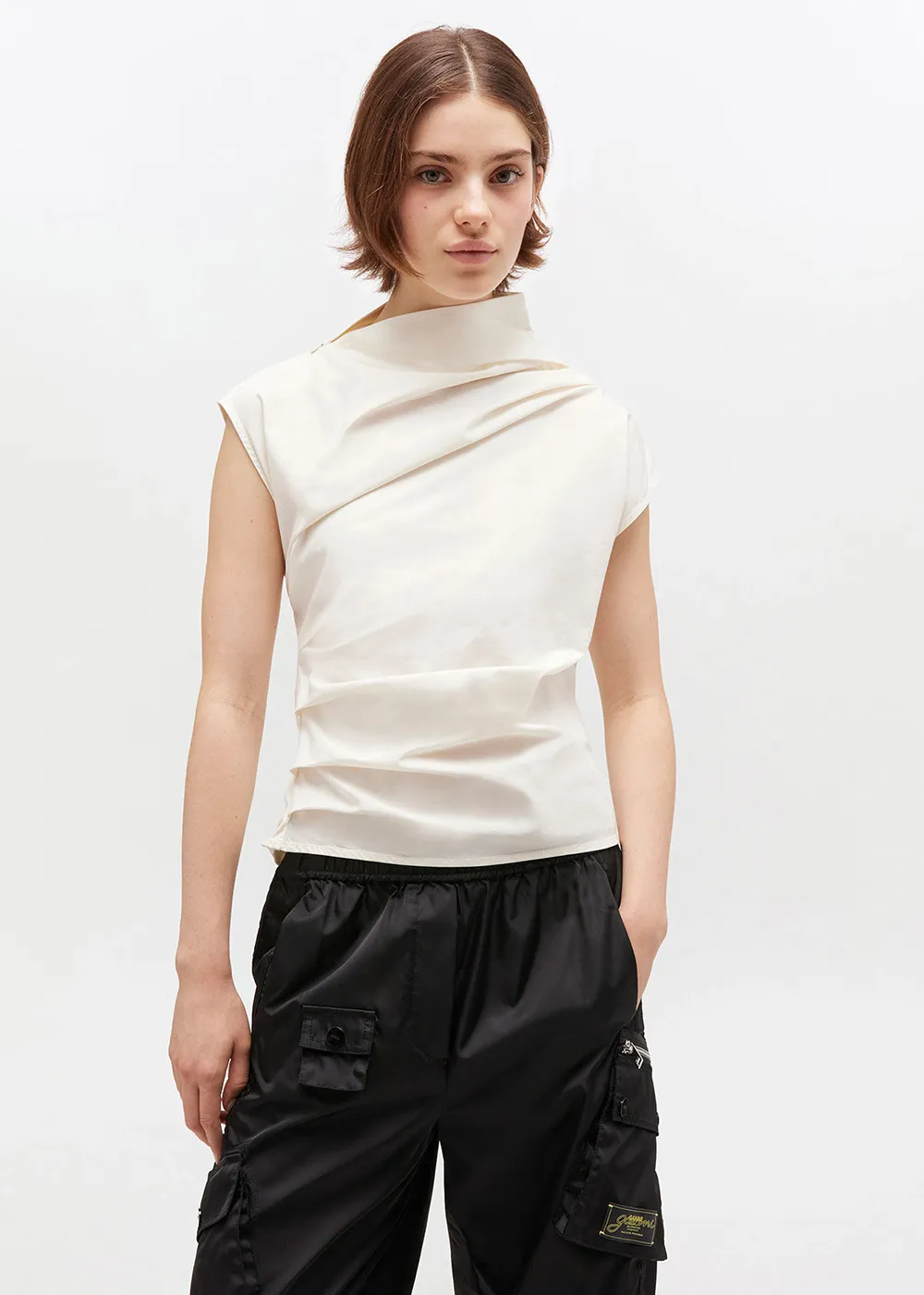 rapid deployment Stretch Cotton Ruched Top