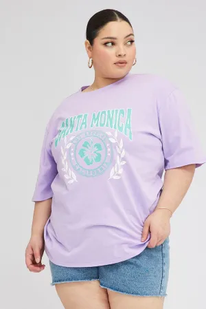 Trendy Design Purple Graphic T-shirt Short Sleeve Crew Neck