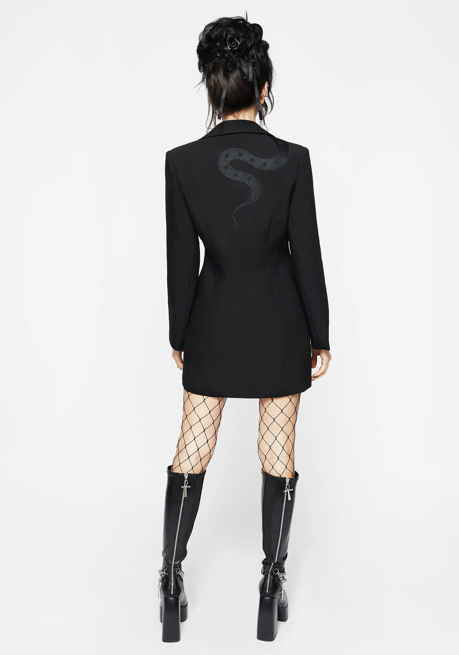 Slither Embroidered Blazer Dress Adjustable drawstring