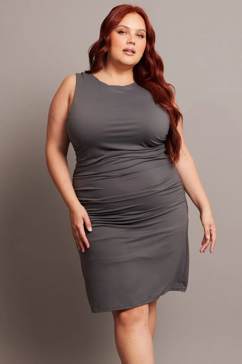 Birthday Bash Grey Mini Dress Sleeveless Crew Neck Supersoft