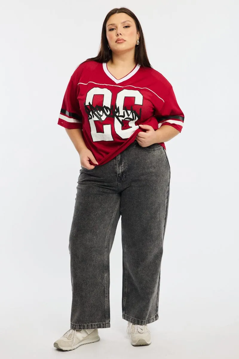 Smart Design City Fashion Red Sport Tee Short Sleeve
