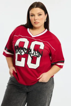 Red Sport Tee Short Sleeve Comfortable Fit Wear