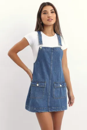 Fun Glam Blue Overall Mini Dress