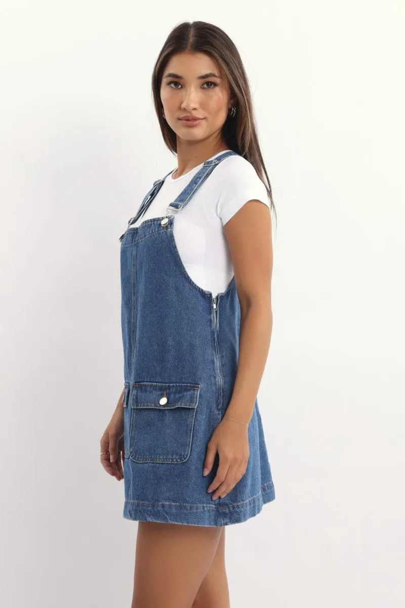 Shake Ready Blue Overall Mini Dress