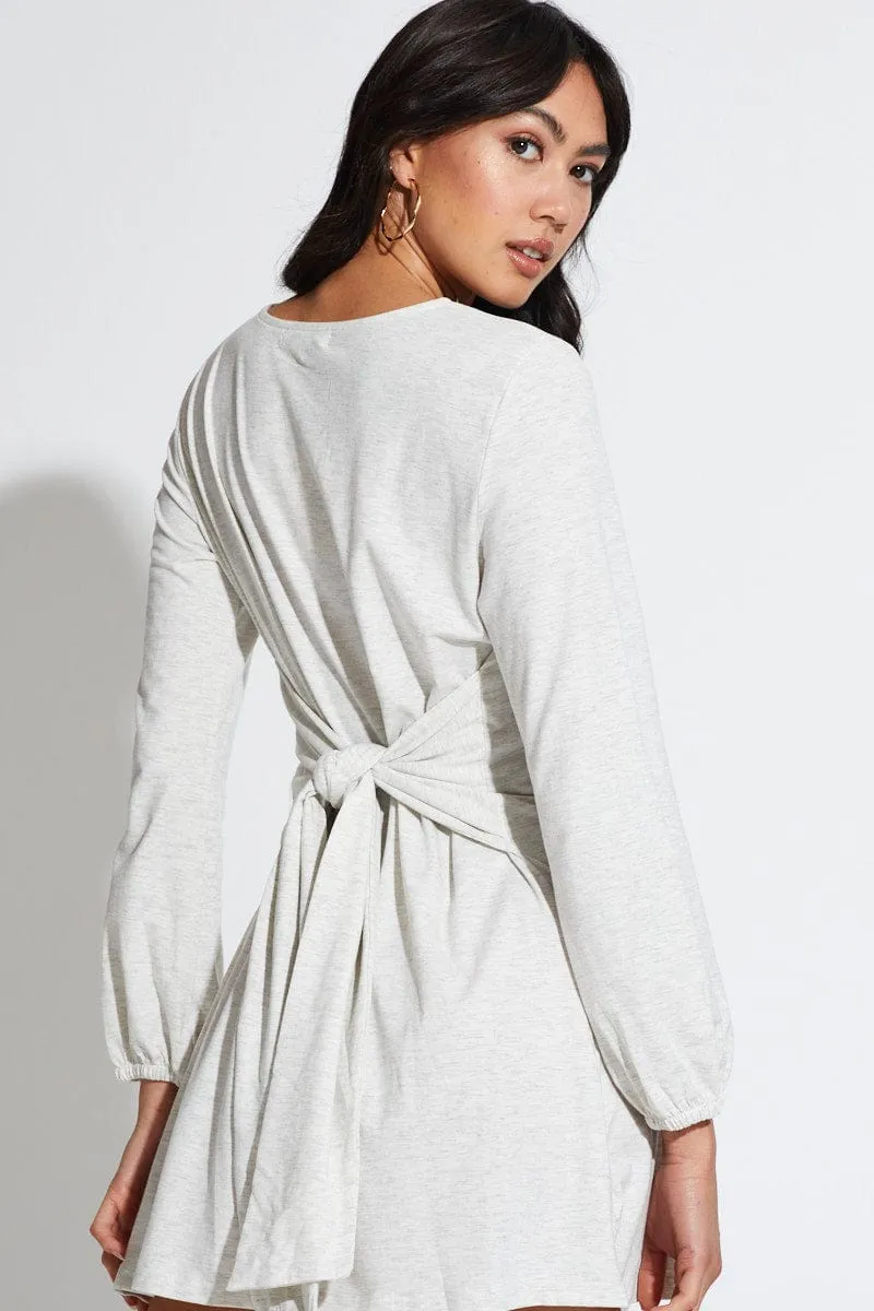 Grey Mini Dress Long Sleeve Soft fabric mini Fresh Vibes