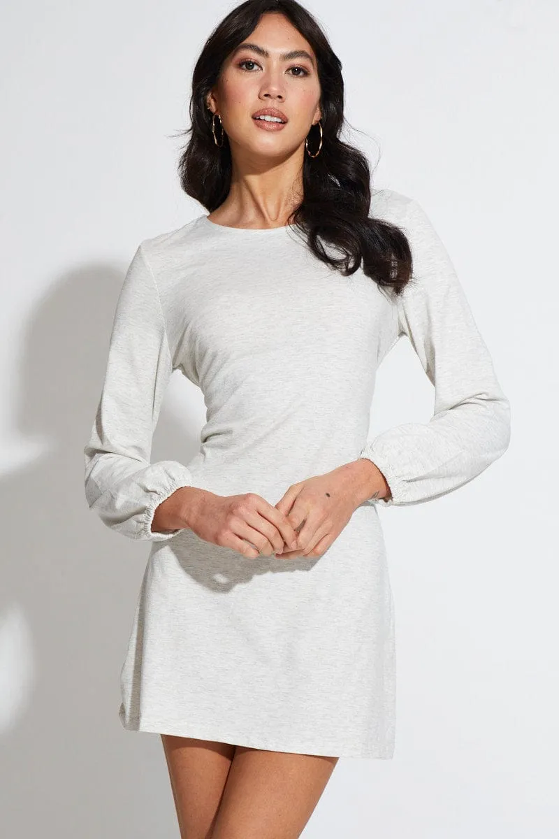 Effortless casual wear Star Heat Grey Mini Dress Long Sleeve