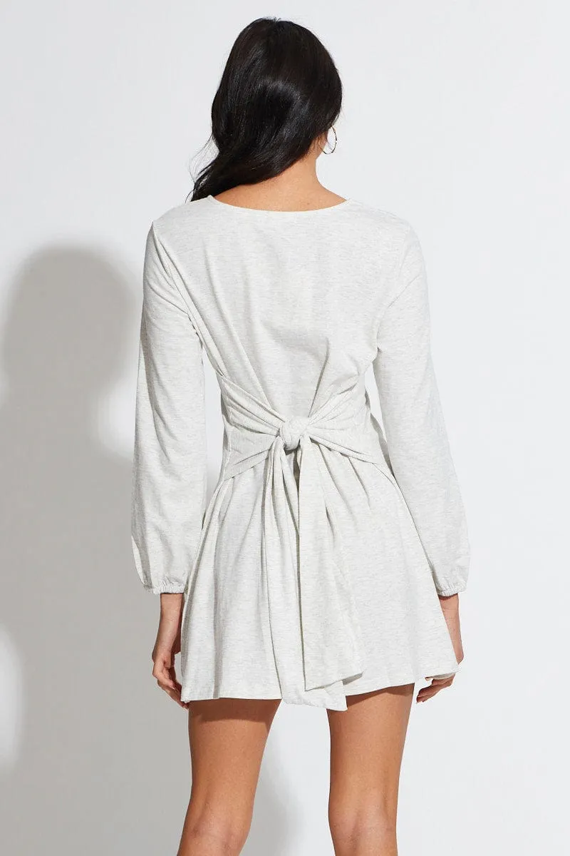 Grey Mini Dress Long Sleeve Rush Style Confident Wear