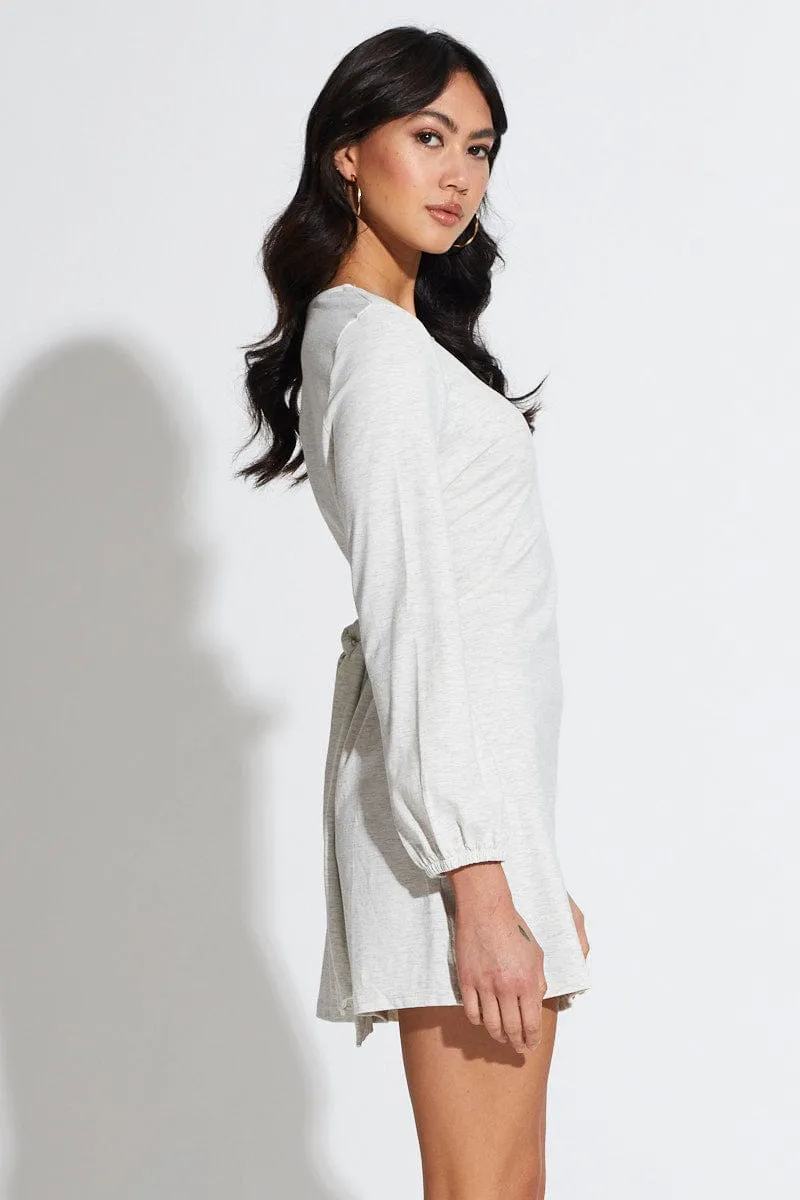 Grey Mini Dress Long Sleeve Hot Star