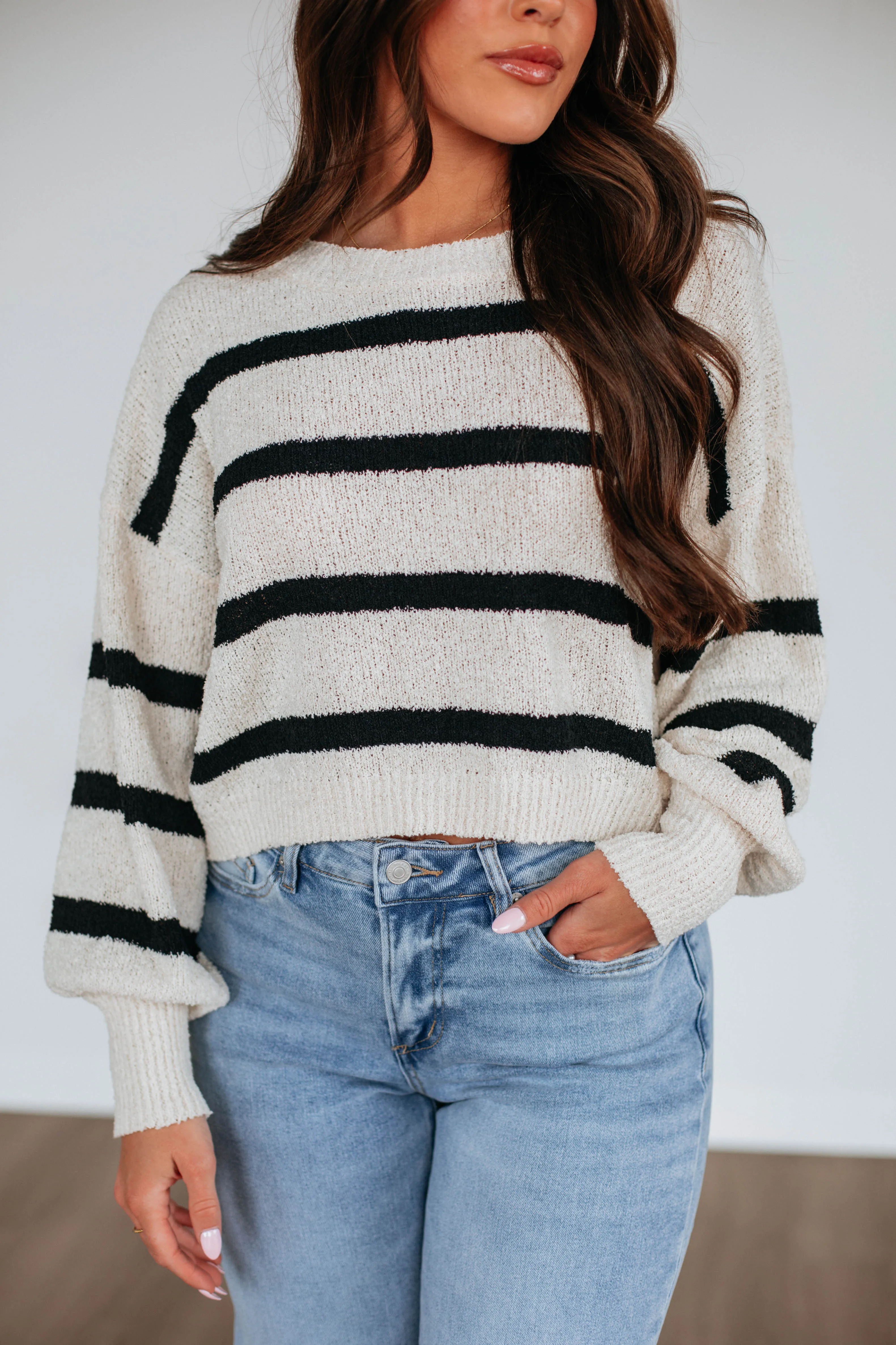 Aubriana Striped Sweater - Black Mix Layering Fashion Sophisticated Look