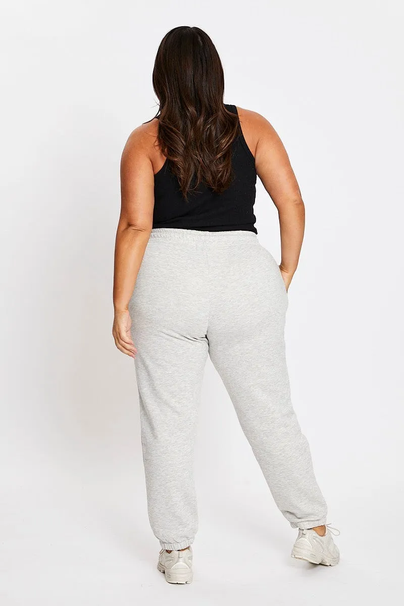 Cool Weather Non Irritating Seams Grey Elastic Waist Track Pants