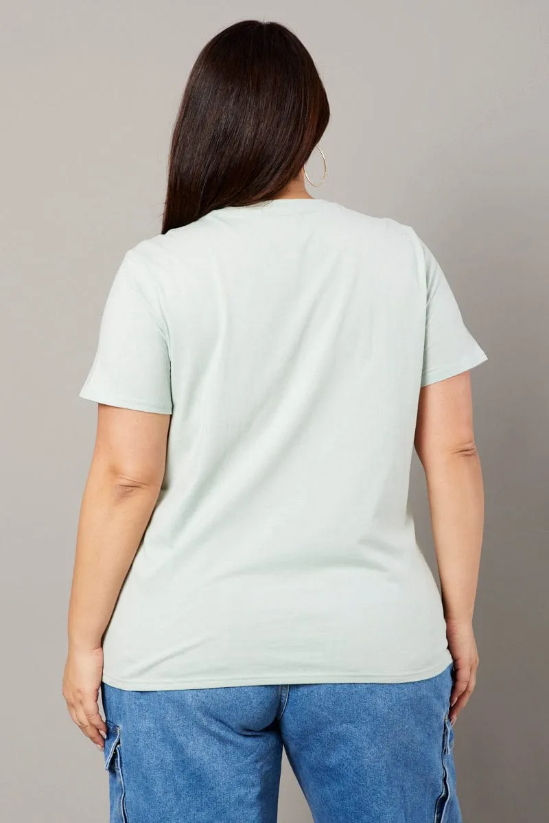 Ultra Soft Finish Green Graphic T-shirt Short Sleeve Crew Neck