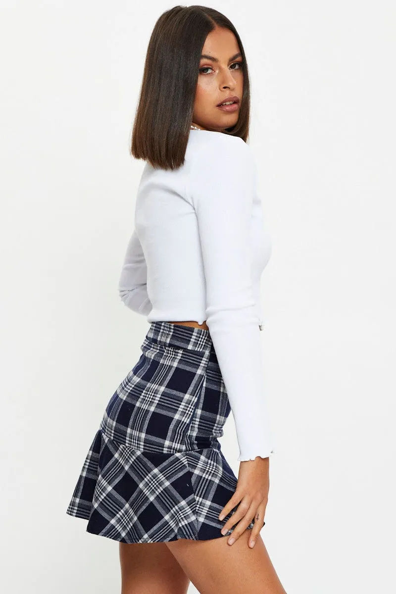 Foldable Packability Check Wrap Skirt Mini