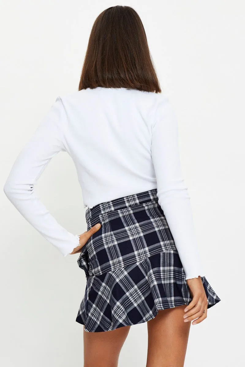 Check Wrap Skirt Mini Velvet Finish