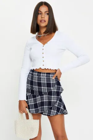 Check Wrap Skirt Mini Pastel tone