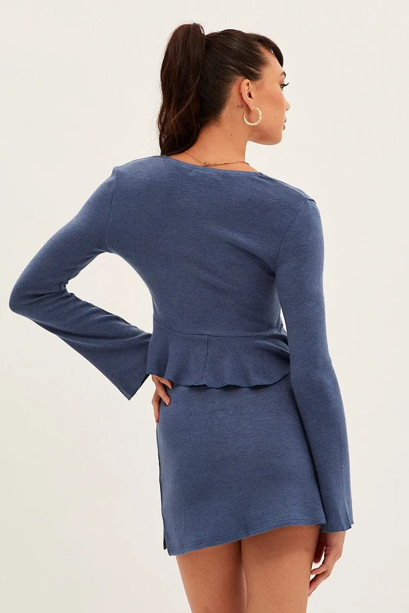 Blue Mini Skirt Low Rise Cool Touch