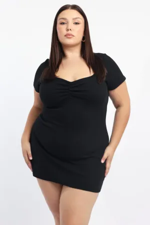 Day To Night Black Mini Dress Short Sleeve