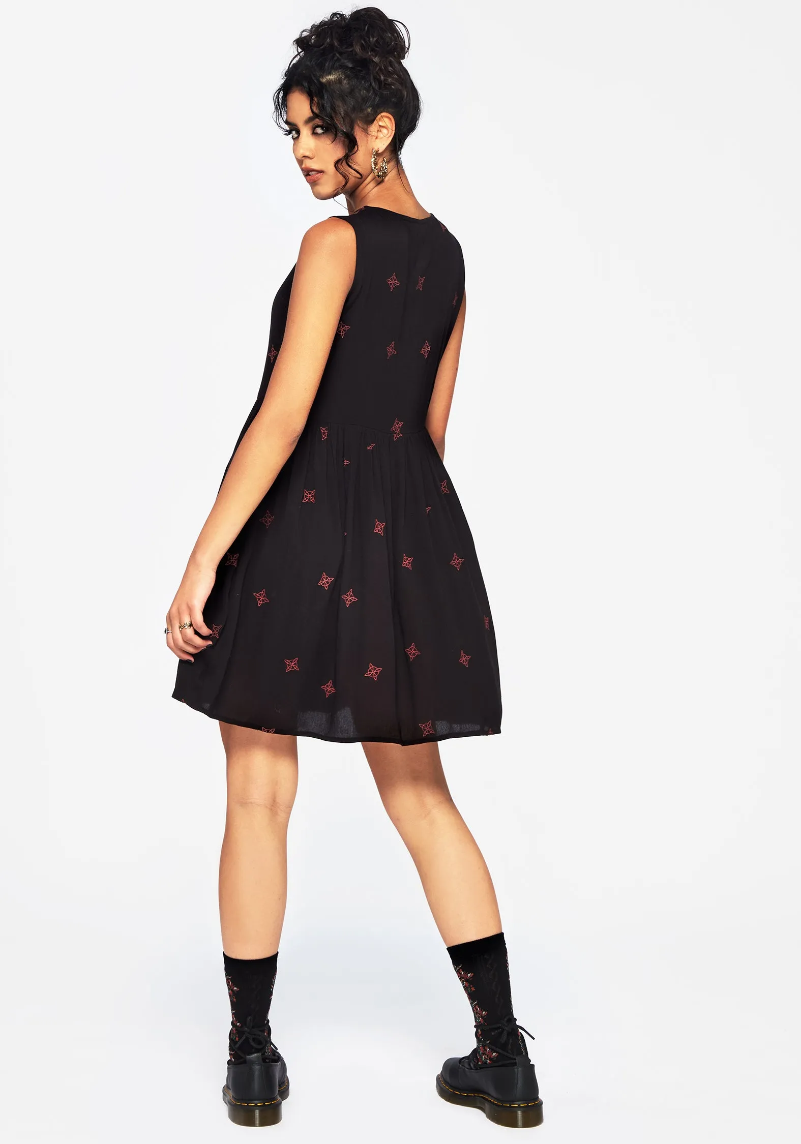 Look Hot Sublime Witches Knot Embroidered Mini Dress