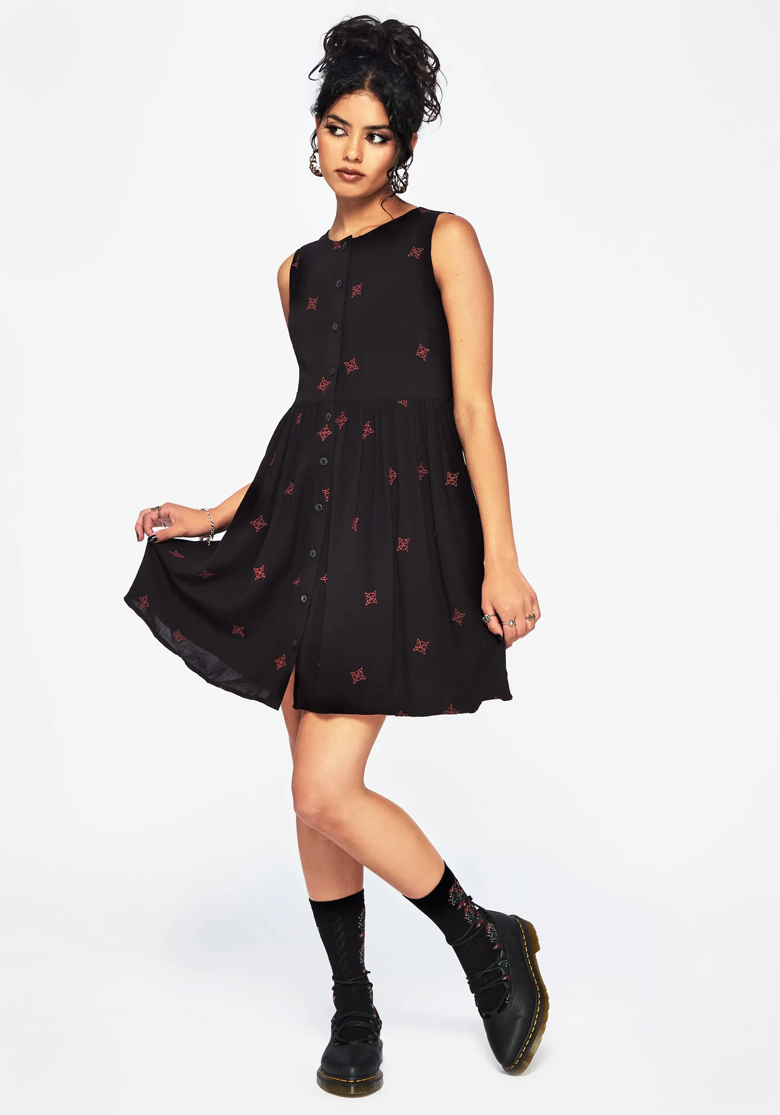 Party Soft Sublime Witches Knot Embroidered Mini Dress