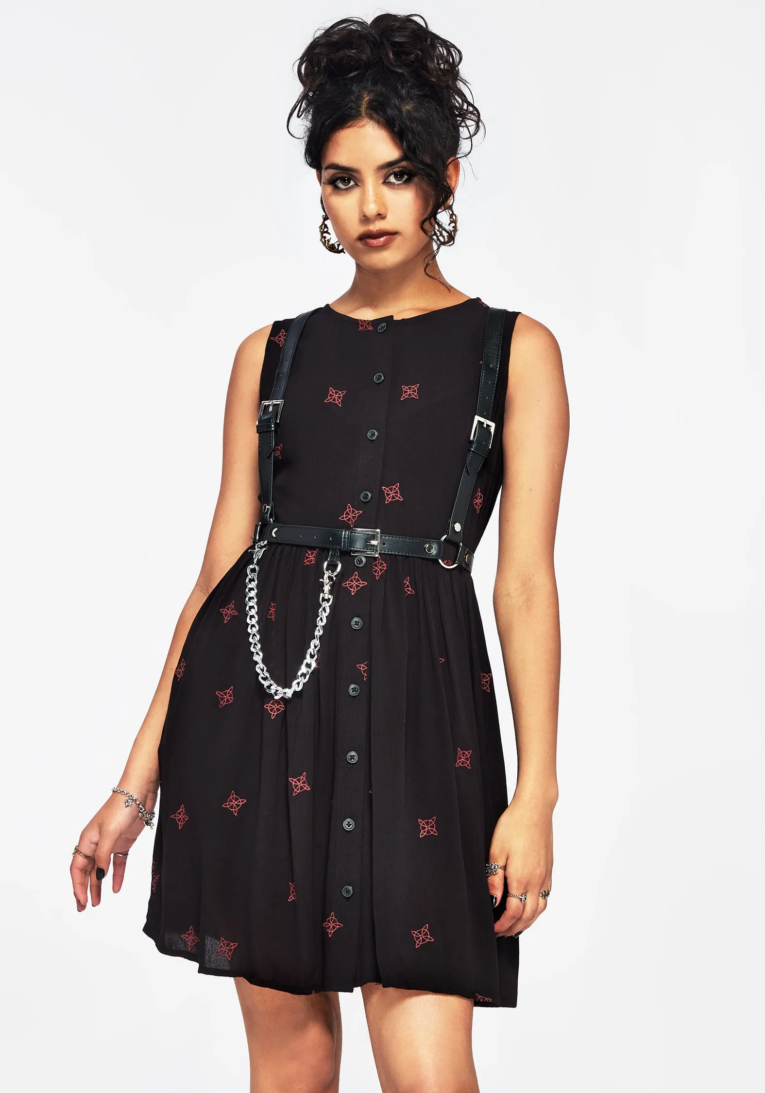 Star Look Sublime Witches Knot Embroidered Mini Dress