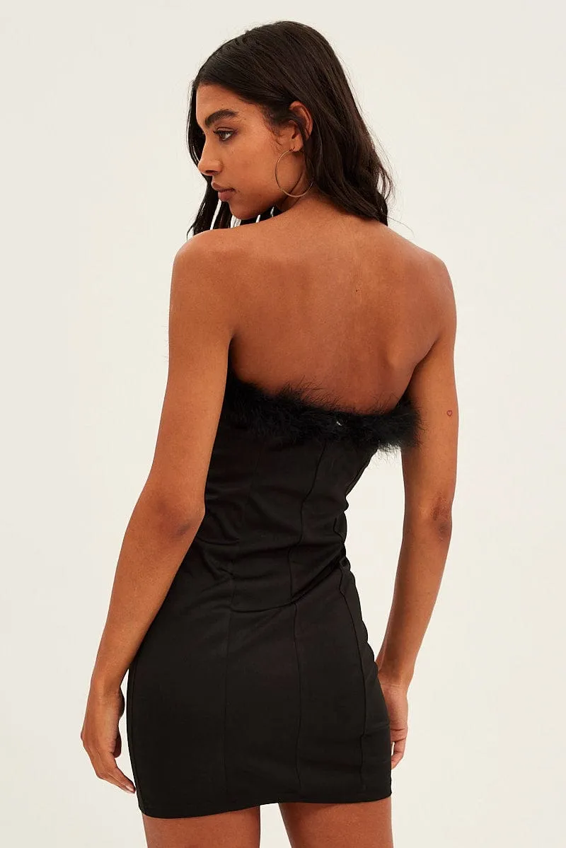 Vibrant Look Black Evening Bodycon Mini Dress