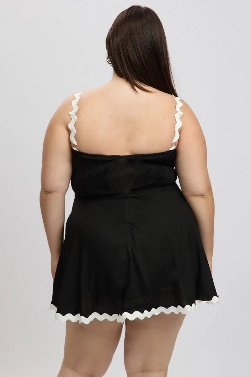 Black Ric Rac Trim Mini Dress Star Beat