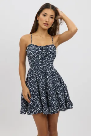 Fresh Look Sexy yet elegant mini Blue Ditsy Fit And Flare Dress Mini