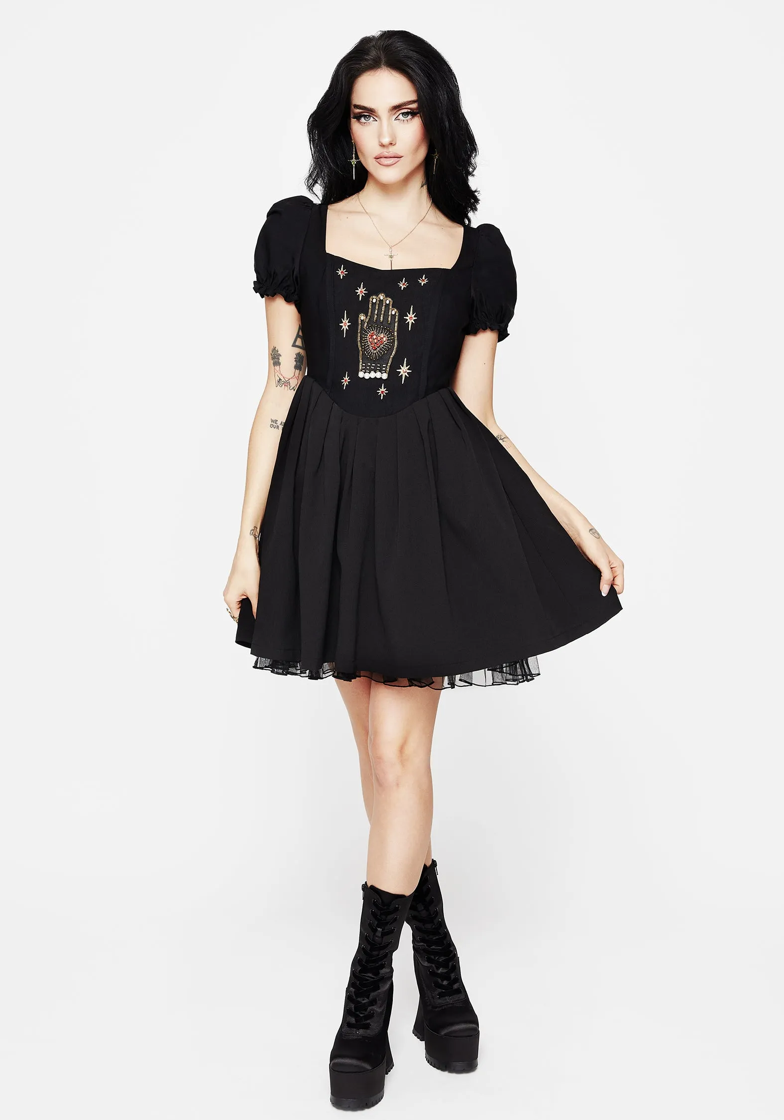 Ingrid Embroidered Applique Corset Mini Dress Snag Free