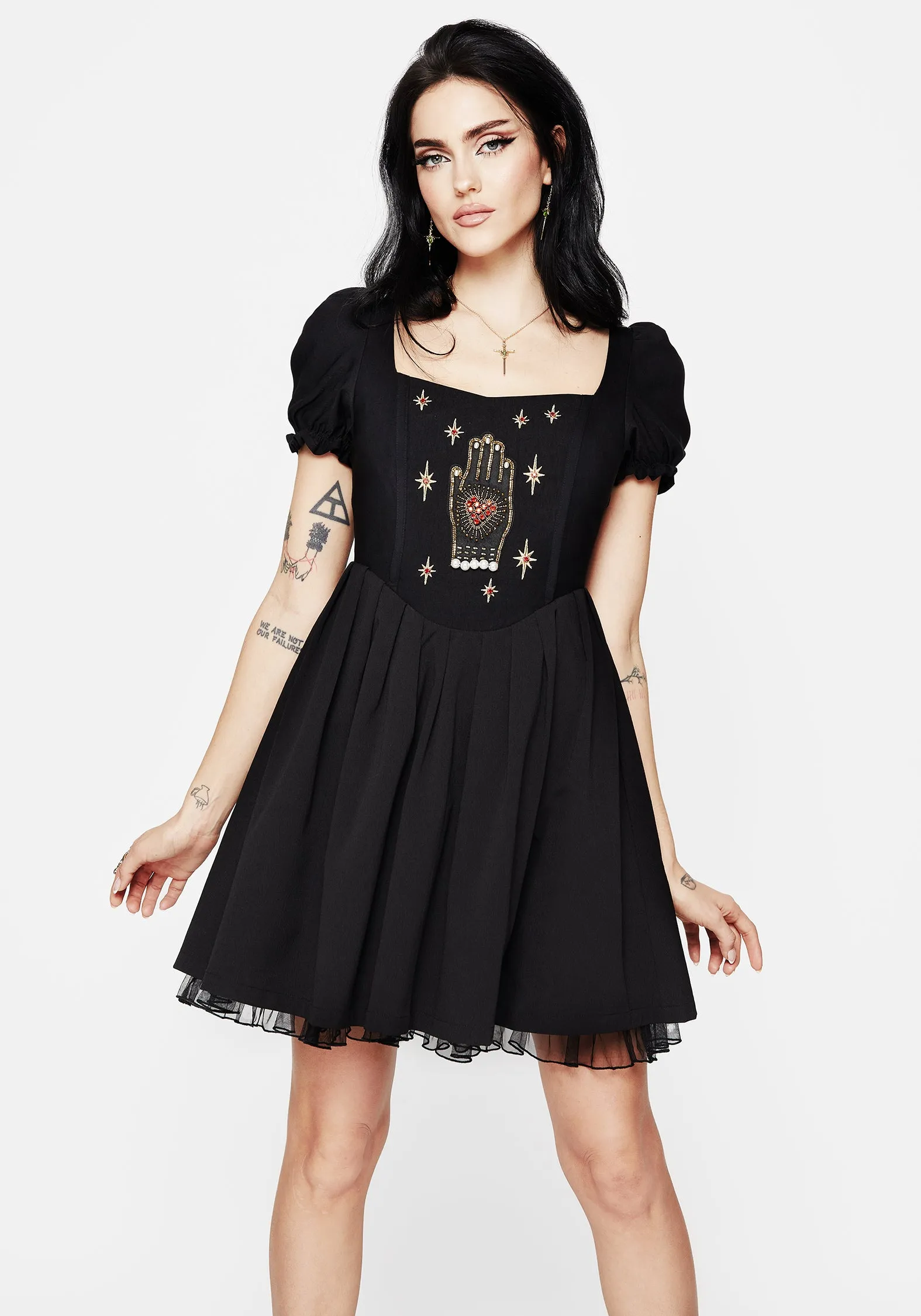 Beat Edge Cut Edge Ingrid Embroidered Applique Corset Mini Dress