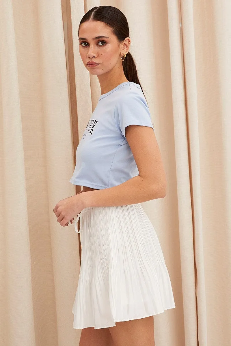 White Pleated Skirt Mini Satin Bold Accent Limited Quantity