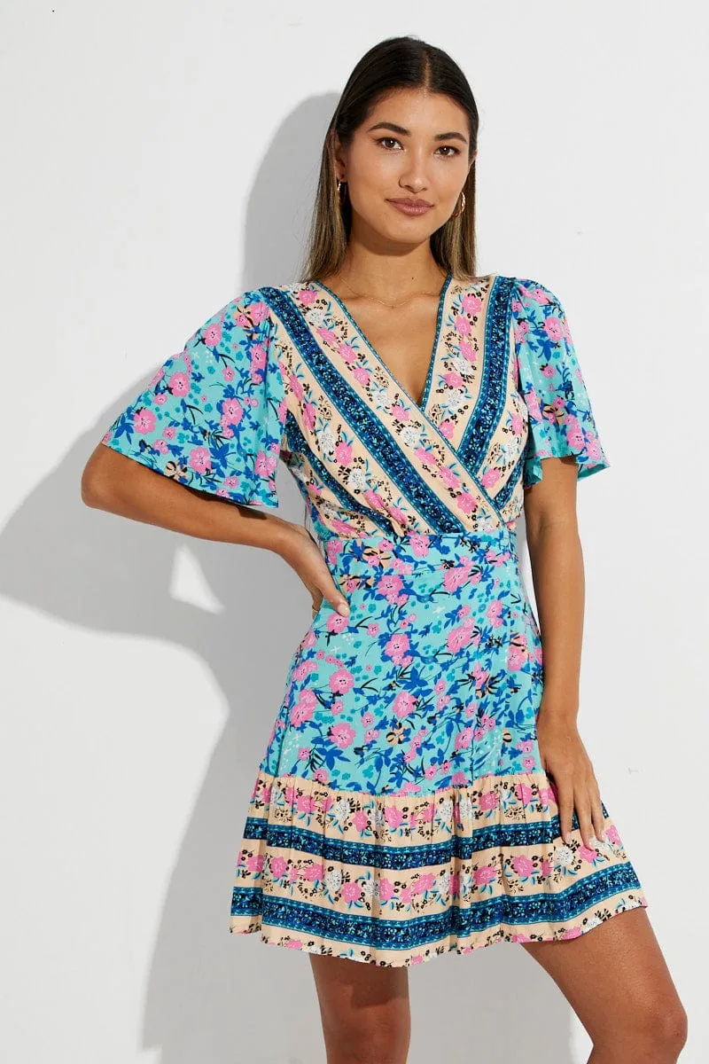 Green Boho Boho Wrap Mini Dress On The Go Look