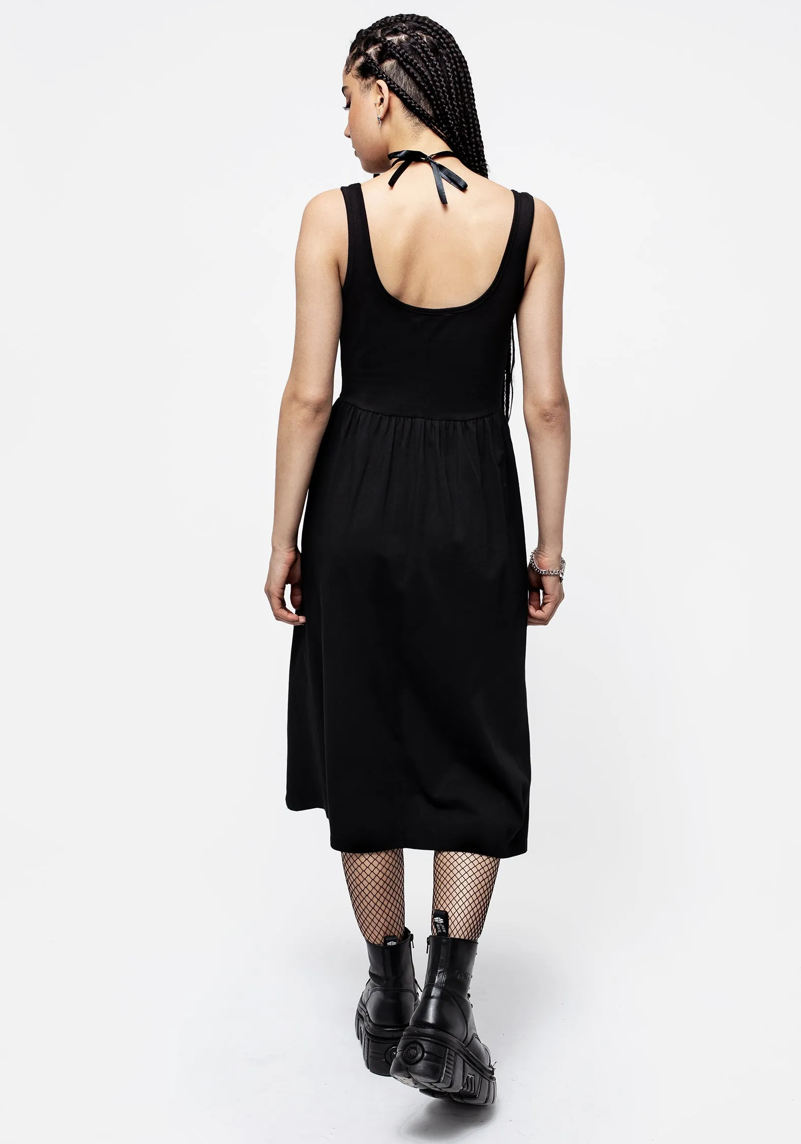 Chic and Simple Spring Festival Astarte Basque Waistline Jersey Midi Dress
