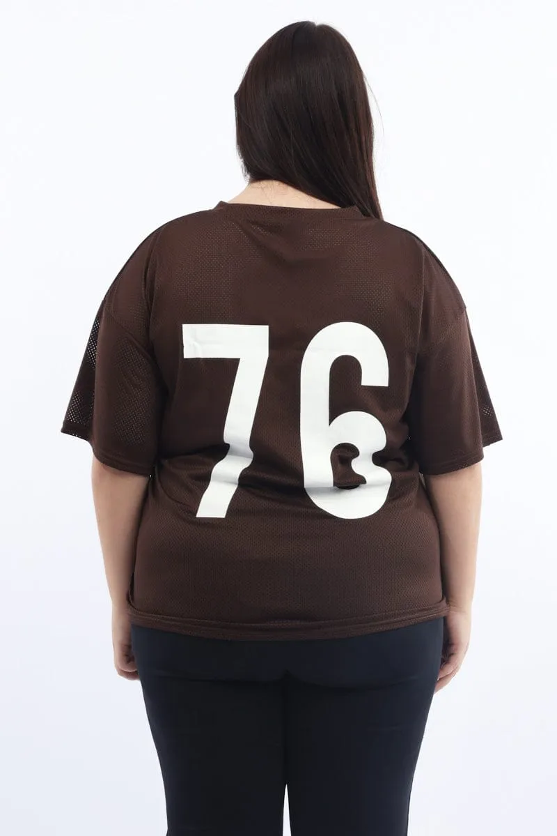 Trendy Vibes Wear Cozy Style Brown Graphic T Shirt Short Sleeve Crew Neck