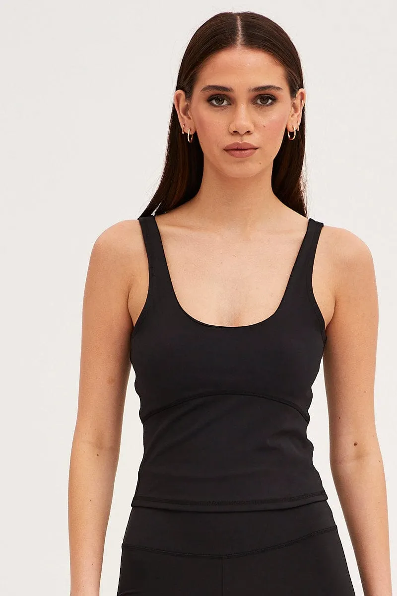 Sport Glow Black Tank Top Sleeveless Underseam Activewear