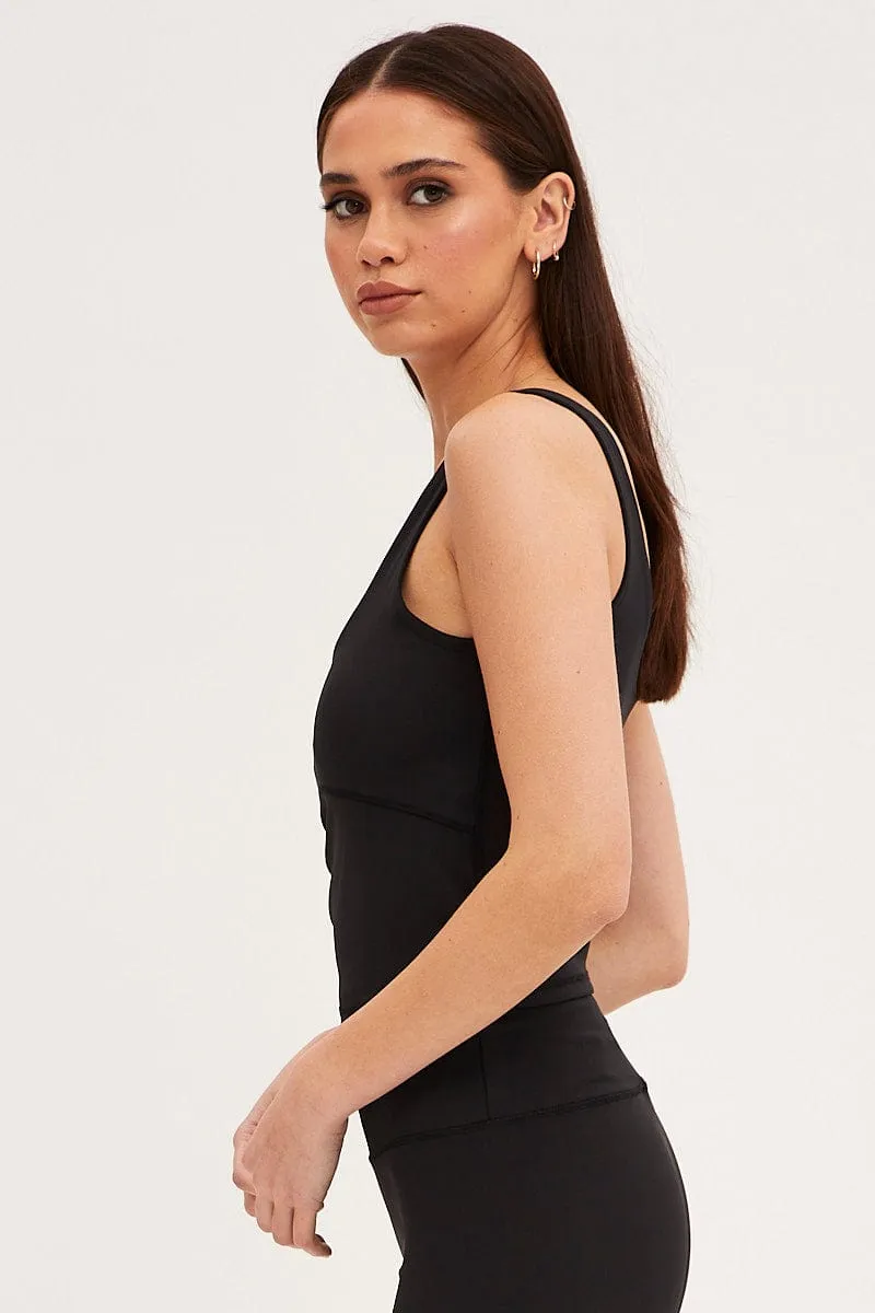 OrganicCotton Black Tank Top Sleeveless Underseam Activewear