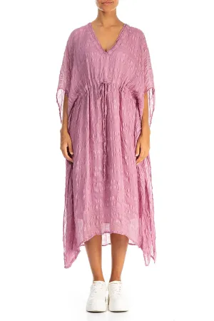 Asymmetric V-Neck Mauve Taupe Textured Silk Dress ChafeResistant Seams