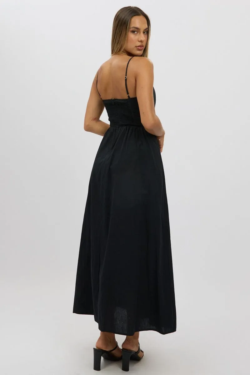 Joy Soul With its simple and clean design this dress makes a chic statement wherever you go Black Maxi Dress V-Neck