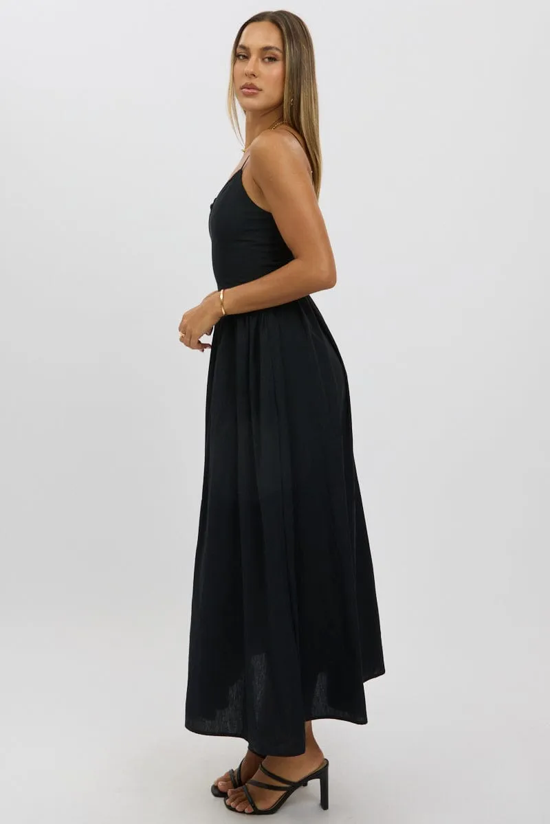 Dream Flow Black Maxi Dress V-Neck