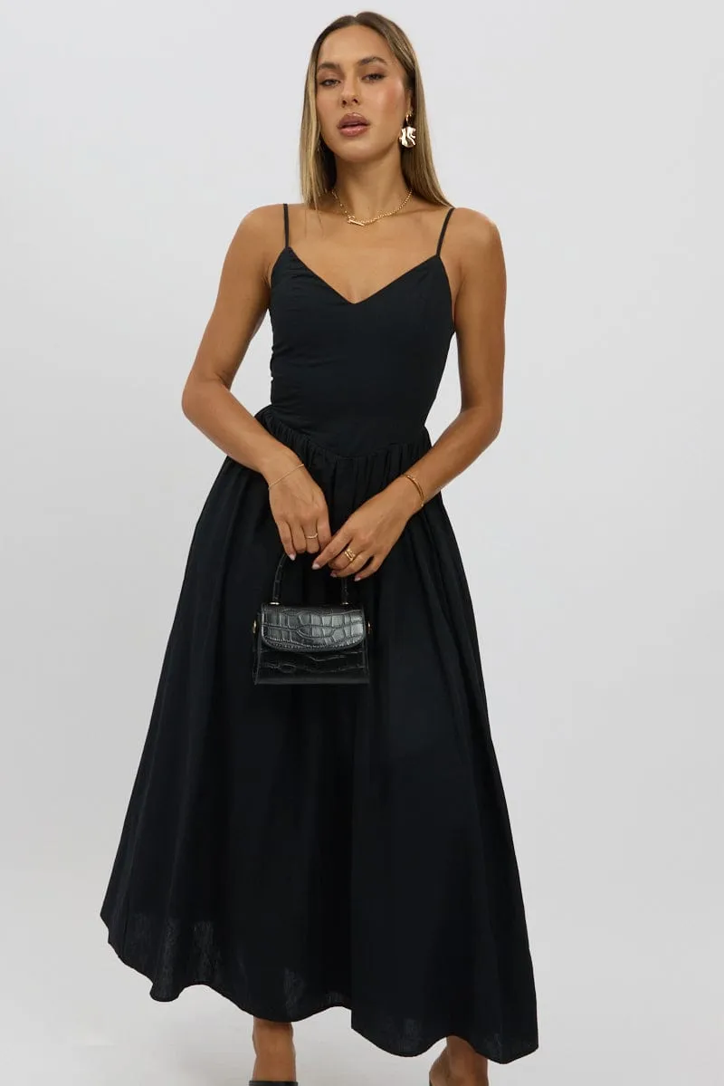 Black Maxi Dress V-Neck Evening Mist Sun Heat