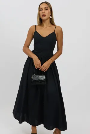Black Maxi Dress V-Neck Evening Mist Sun Heat